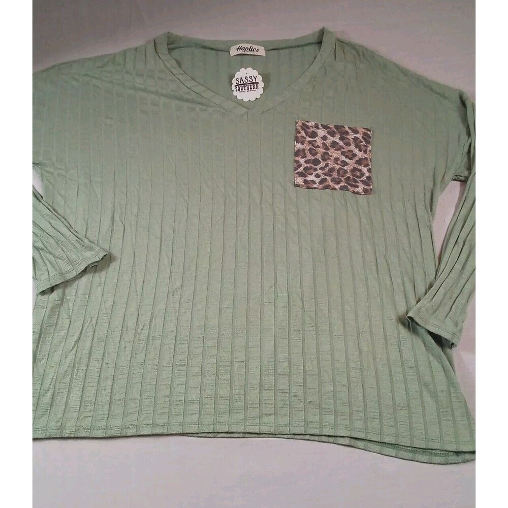 Women's New W Tags Haptics By Holly Harper Boutique Green Pocket Shirt Size L